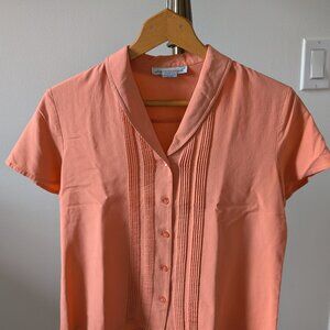 Darling Vintage Peach Blouse 100% Silk